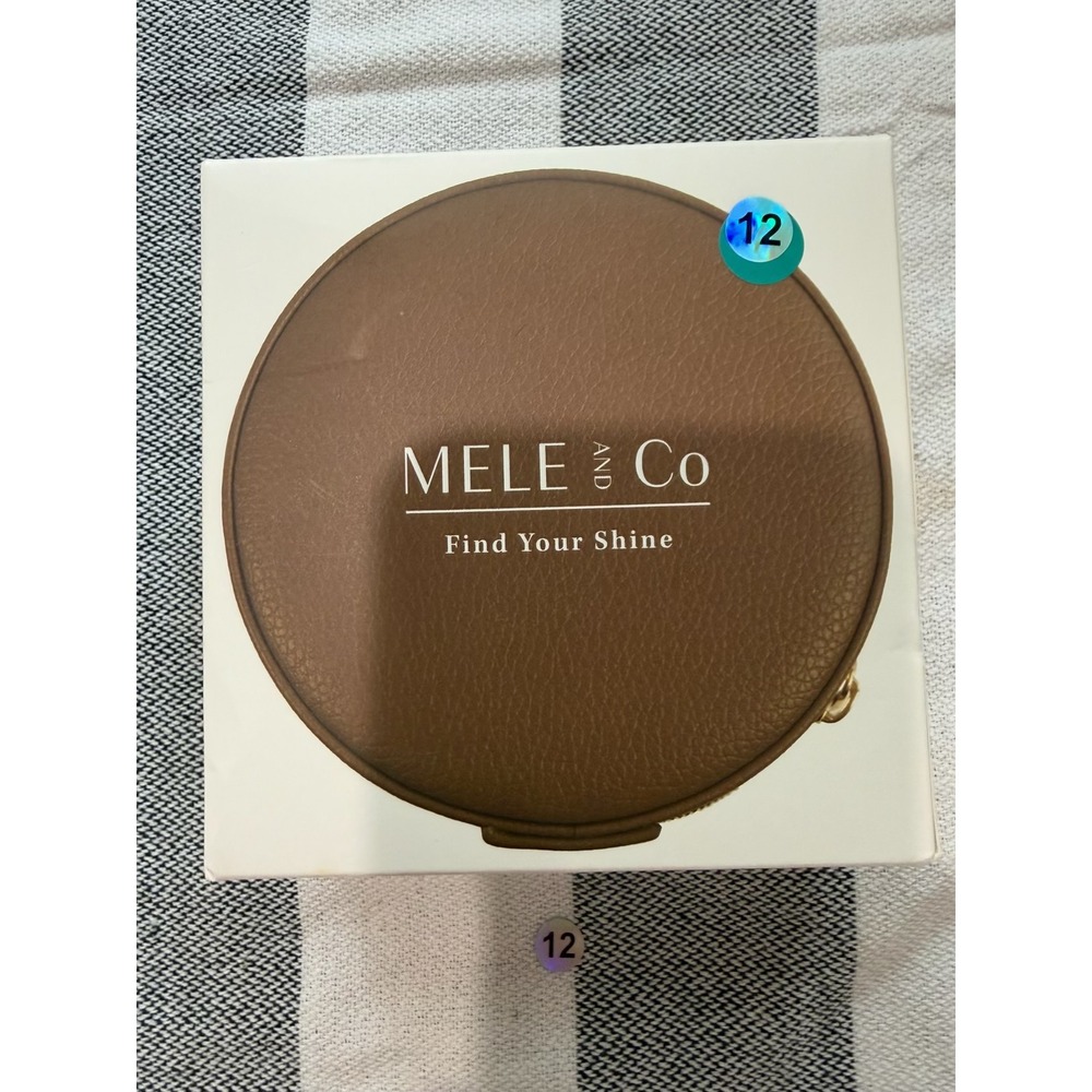 Mele & Co Round Travel Jewelry Case Brown Pebbled Faux Leather Zip Organizer Box